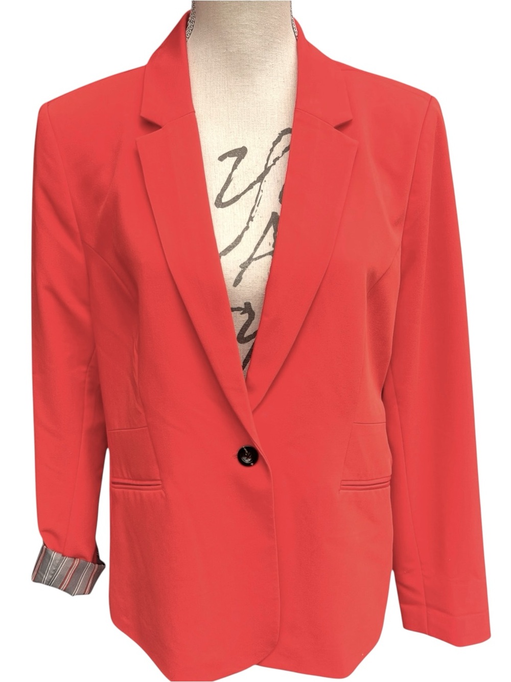 DEX The Suit Shop New York Coral Orange Single-Button Blazer Jacket (L)